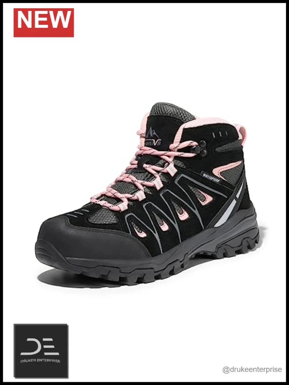 Women's Waterproof Hiking Boots with Suede Leather and Mesh Breathable Ankle